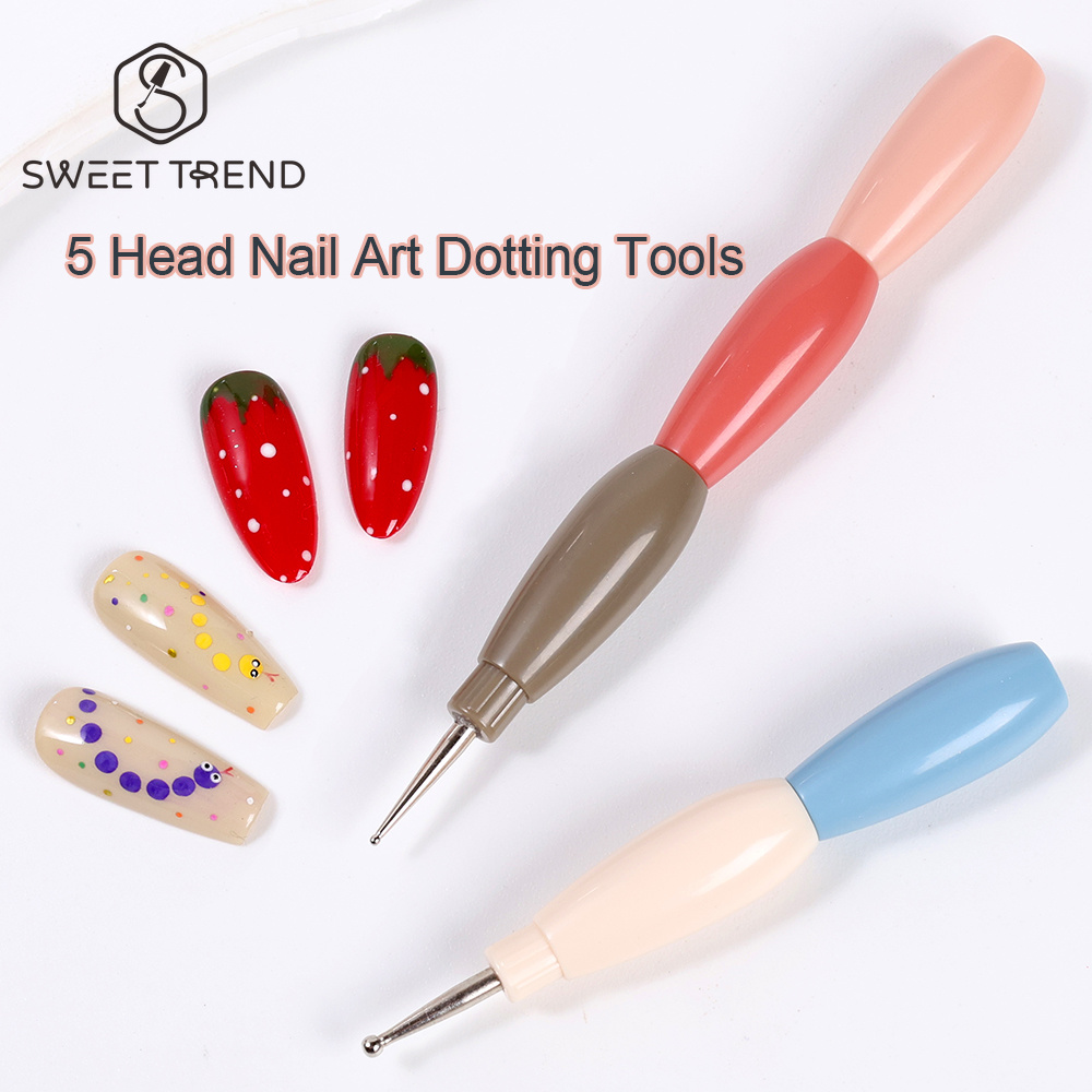 Group Head Brush - SWEET TREND-1 Stück 5-Kopf-Nagel-Dotting-Stift Nagelkunst-Dotting-Werkzeuge Malstift