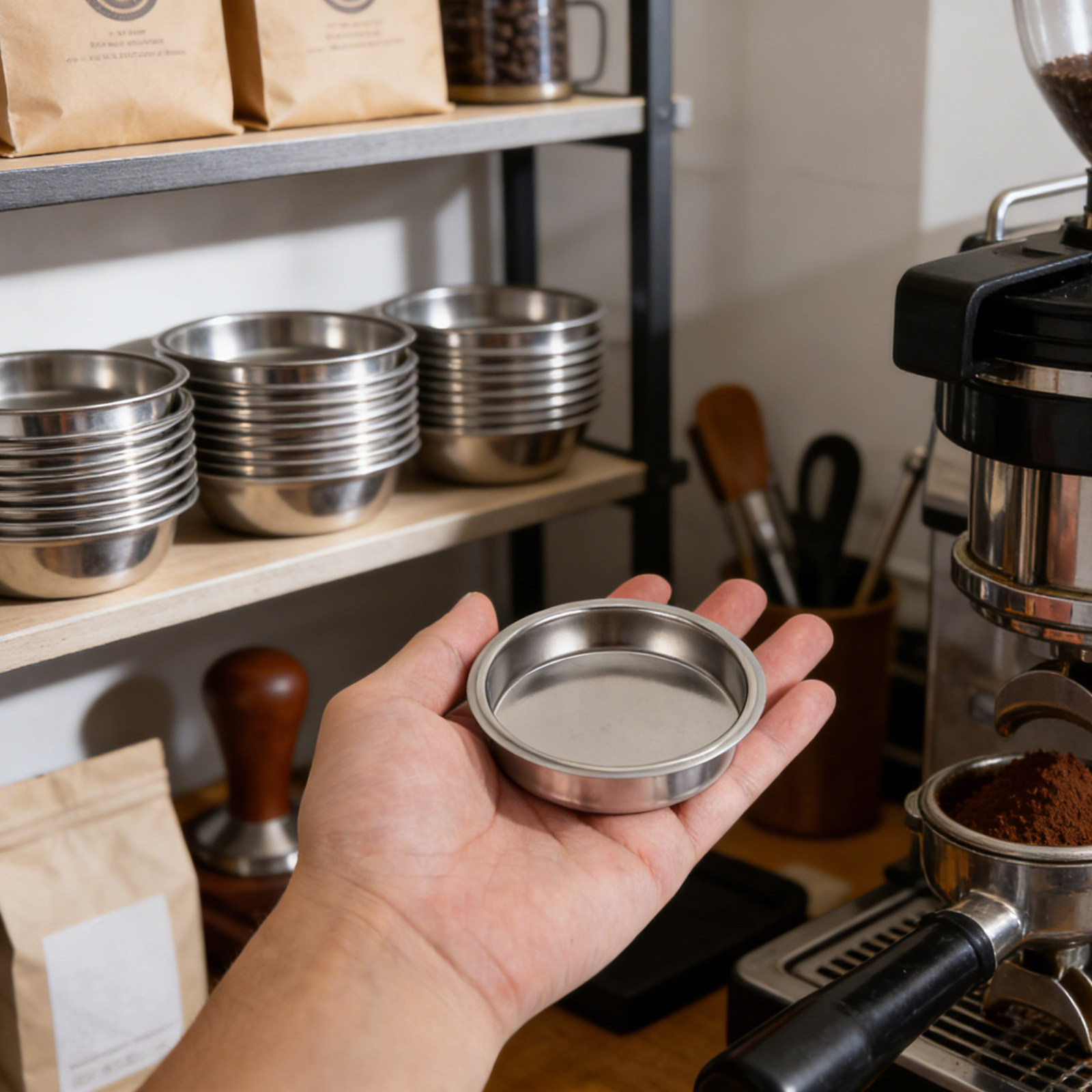 Blind Filter Disc - 3-teilige Kaffeemaschinen-Pulverschale, universeller 51-mm-Edelstahl-Blindfilterkorb, Rückspülscheibe, Ersatzteil