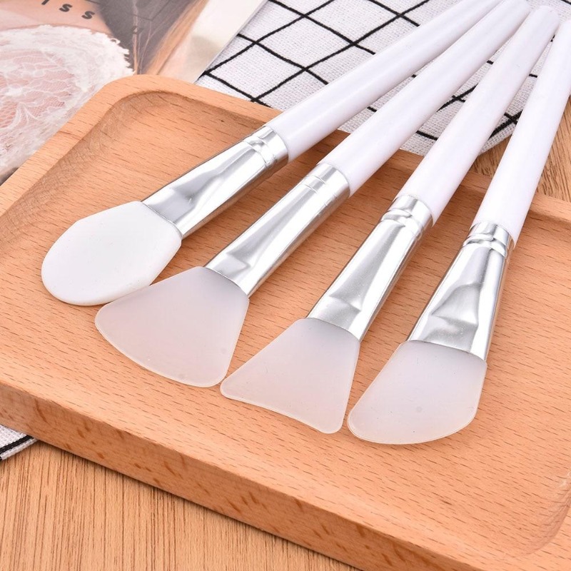 Group Head Brush - 4-teiliges Set Weiße Silikon-Gesichtsmasken-Pinsel Professionelle Schlamm-