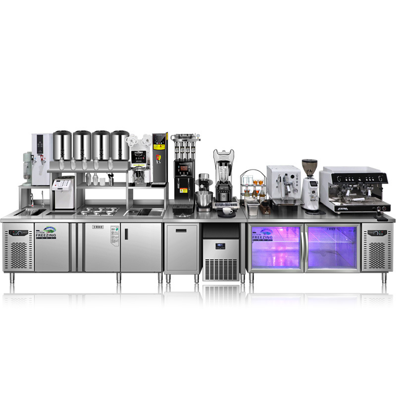 Coffee.Equipment Parts - Milchtee-Laden-Ausstattung, komplettes Set Wasserbar-Theke, Kaffeehaus-Kühlvitrine aus