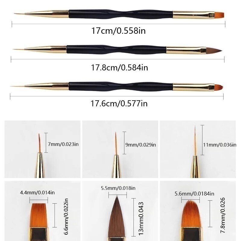 3 Stück Doppelkopf-Nagelkunst- – Group Head Brush Bewertung und Preis